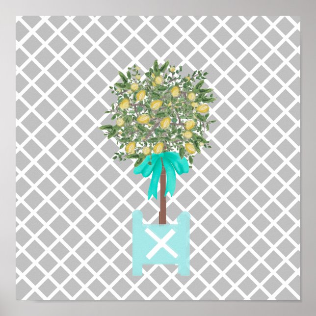Lemon Tree Topiary Garden Planter Box Art Poster (Front)
