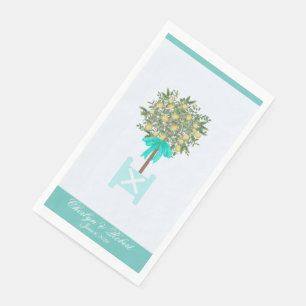 Lemon Tree Topiary Robin's Egg Blue Napkin