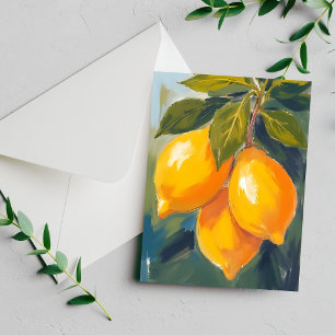 Lemon Tree Watercolor Fruit Painting Card