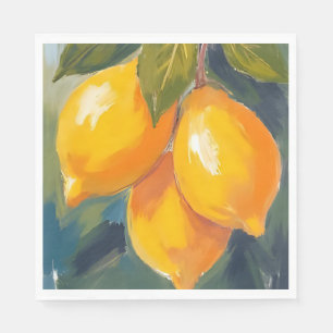 Lemon Tree Watercolor Fruit Painting Napkin