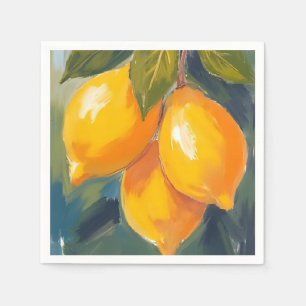 Lemon Tree Watercolor Fruit Painting Napkin