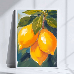 Lemon Tree Watercolor Fruit Painting Poster