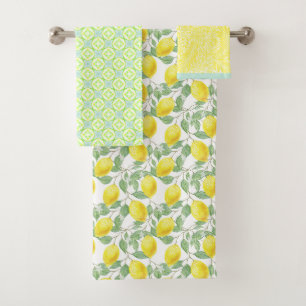 Lemon Tree Yellow Fruit Country Bath Towel Set