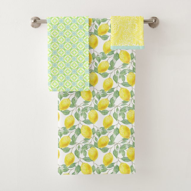 Lemon Tree Yellow Fruit Country Bath Towel Set (Insitu)
