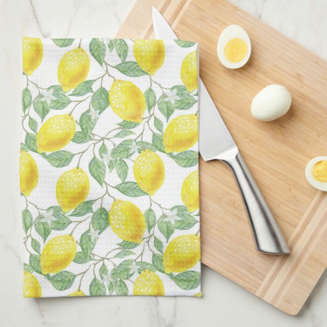 Lemon Tree Yellow Fruit Country Kitchen Bath Towel (Quarter Fold)
