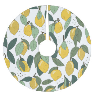 Lemon Tropical: Bright Vintage Seamless Brushed Polyester Tree Skirt