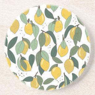 Lemon Tropical: Bright Vintage Seamless Coaster