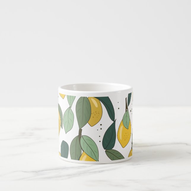 Lemon Tropical: Bright Vintage Seamless Espresso Cup (Front)