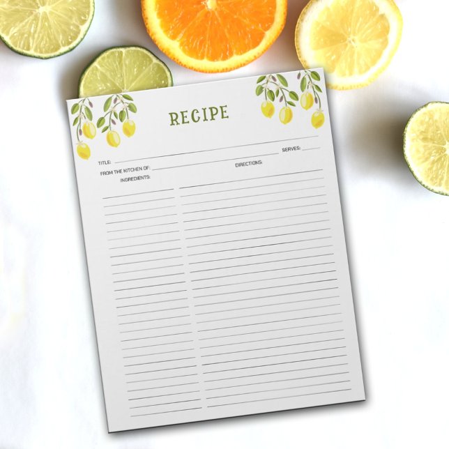 Lemon Tropical Culinary Recipes Notepad (Creator Uploaded)