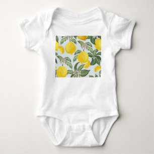 Lemon Tropical Fruit Vintage Pattern Baby Bodysuit