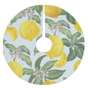 Lemon Tropical Fruit Vintage Pattern Brushed Polyester Tree Skirt