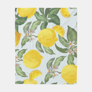 Lemon Tropical Fruit Vintage Pattern Fleece Blanket