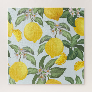 Lemon Tropical Fruit Vintage Pattern Jigsaw Puzzle