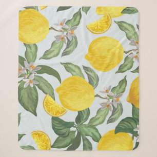 Lemon Tropical Fruit Vintage Pattern Sherpa Blanket