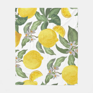 Lemon: tropical fruit vintage seamless fleece blanket