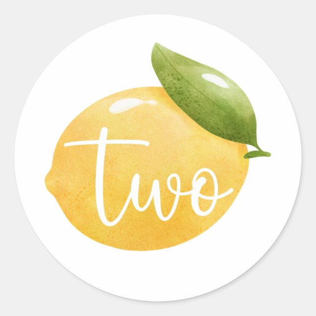 Lemon Two 2nd Birthday Classic Round Sticker (Front)