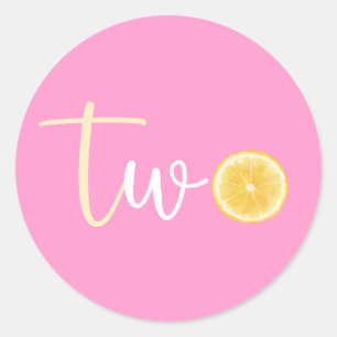 Lemon Two Birthday Classic Round Sticker