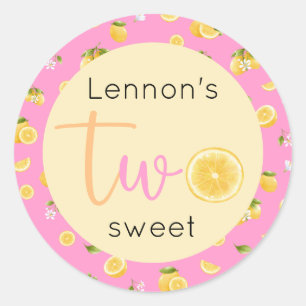 Lemon Two Sweet Birthday Classic Round Sticker