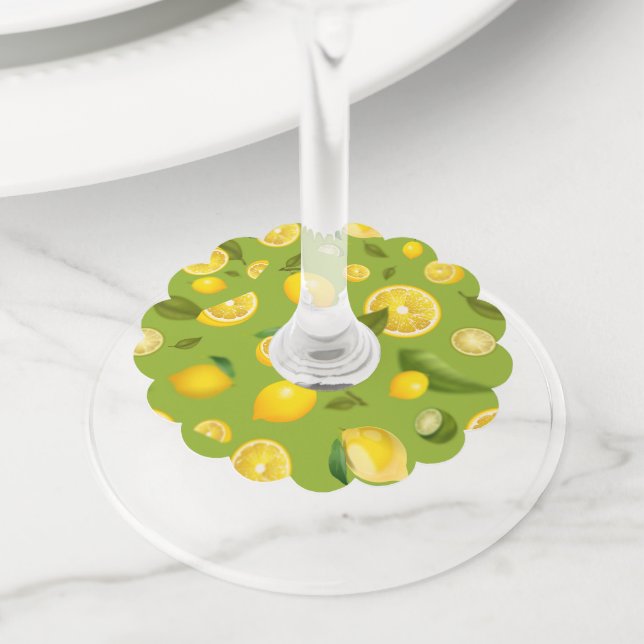 Lemon Variety 8 Wine Glass Tag (Close Up)
