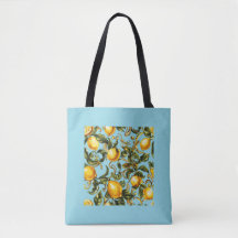 Lemon & Vine Scroll Tote Bag