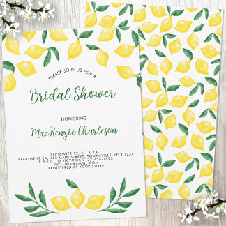 Lemon Watercolor Bridal Shower Invitation