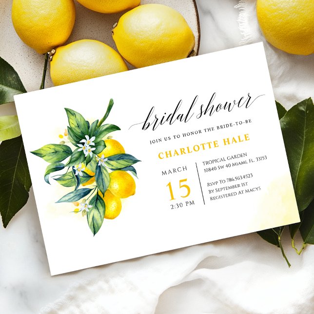 Lemon Watercolor Bridal Shower Invitation (Creator Uploaded)