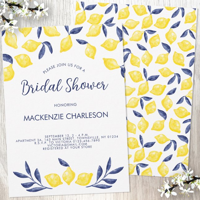 Lemon Watercolor Bridal Shower Invitation (Creator Uploaded)