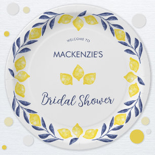 Lemon Watercolor Bridal Shower Personalised Paper Plate