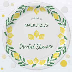 Lemon Watercolor Bridal Shower Personalised Paper Plate