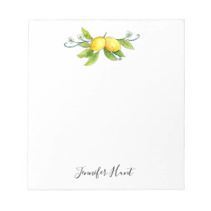 Lemon Watercolor Citrus Fruit Illustration Notepad