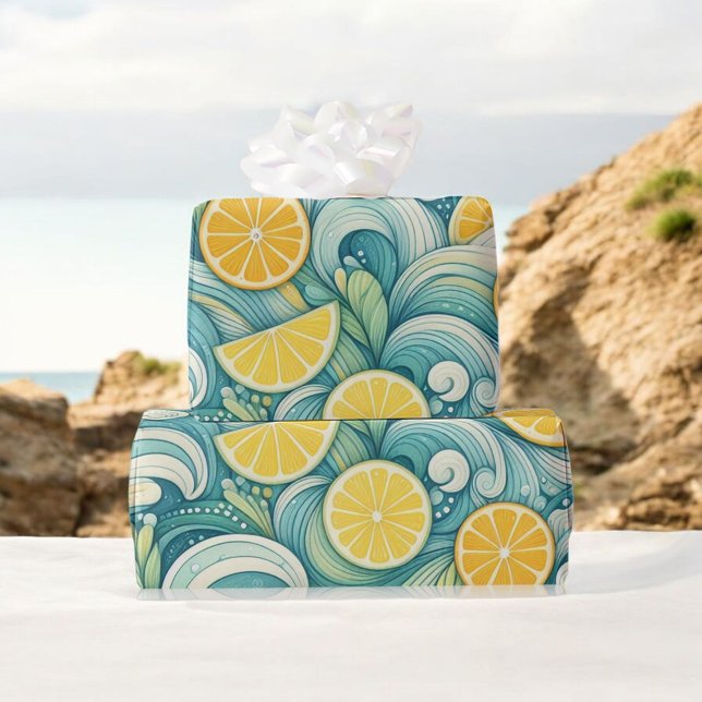 Lemon Watercolor Citrus Summer Spring Botanical Wrapping Paper (Creator Uploaded)