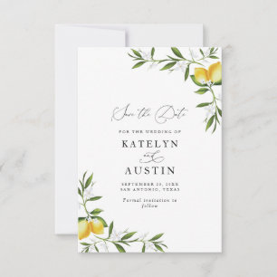 lemon watercolor greenery floral  invitation