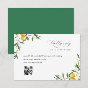 lemon watercolor greenery wedding RSVP card