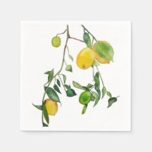 Lemon watercolor napkins