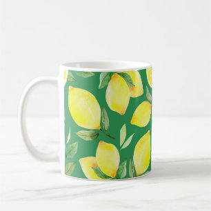 lemon,watercolor pattern,background,fruit,wallpape coffee mug