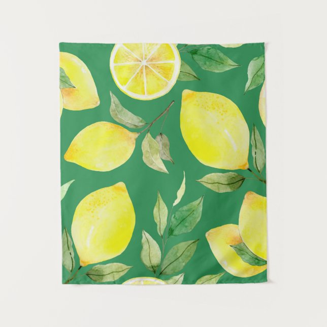 lemon,watercolor pattern,background,fruit,wallpape tapestry (Front)