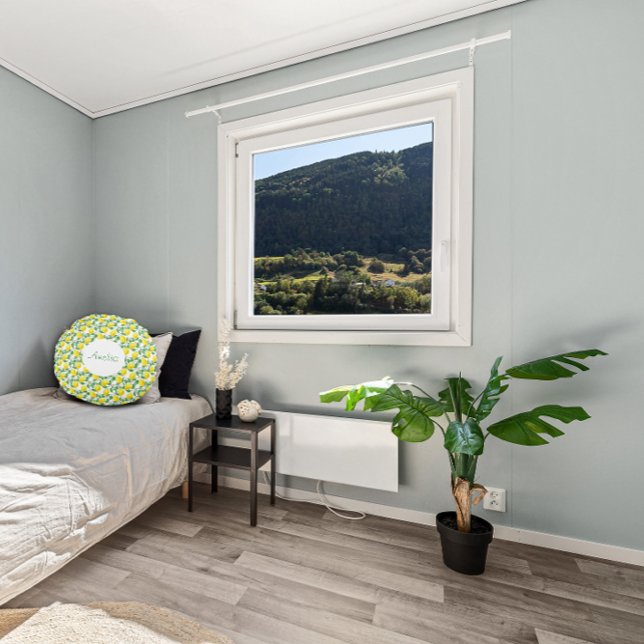 Lemon watercolor pattern simple round cushion (Creator Uploaded)