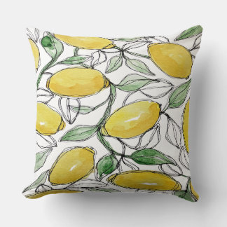 Lemon Watercolor Print Cushion