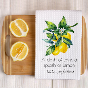 Lemon Watercolor Rustic Tea Towel
