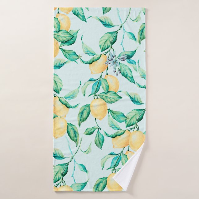 Lemon watercolor seamless pattern bath towel (Bath Towel)