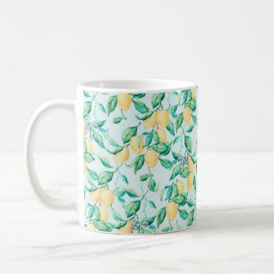 Lemon watercolor seamless pattern coffee mug