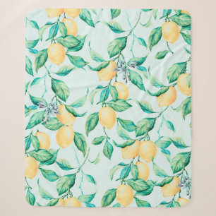 Lemon watercolor seamless pattern sherpa blanket