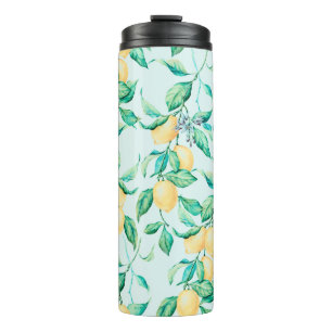 Lemon watercolor seamless pattern thermal tumbler