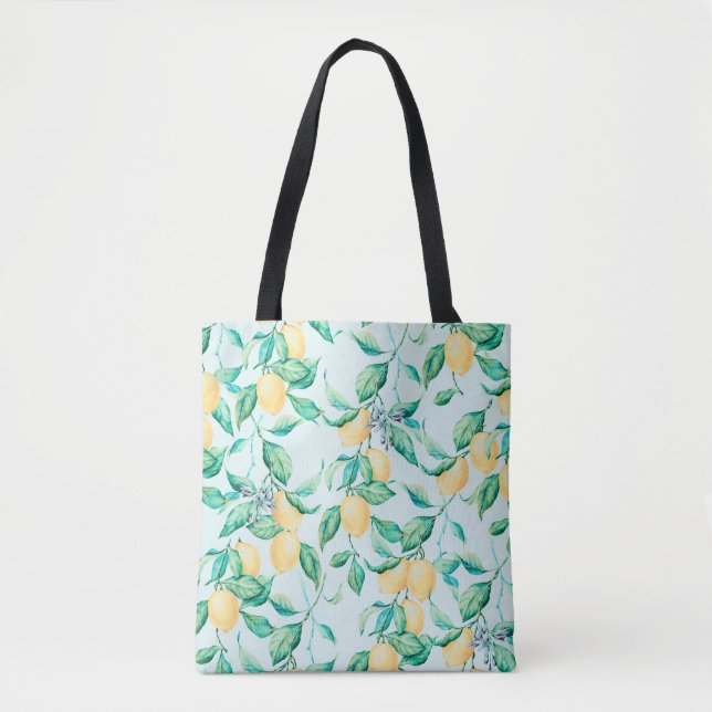 Lemon watercolor seamless pattern tote bag (Front)
