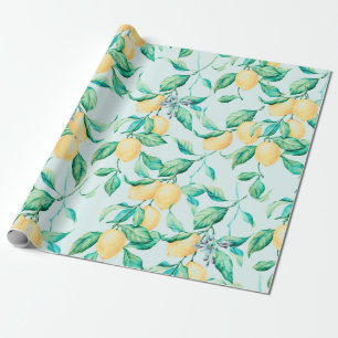Lemon watercolor seamless pattern wrapping paper