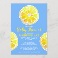 Lemon Watercolor Slices Blue Baby Shower