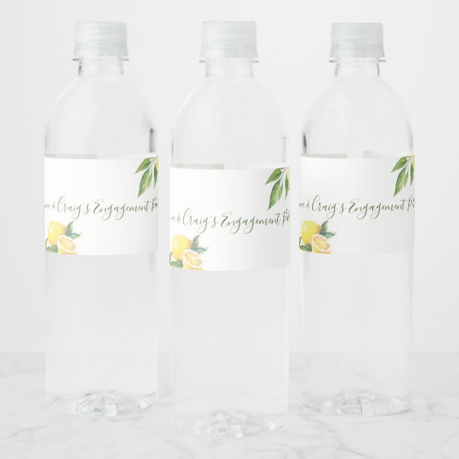 Lemon Watercolor Special Occasion Water Bottle Label (Bottles)
