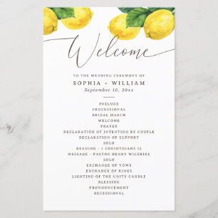 Lemon Watercolor Wedding   Citrus Garden Program