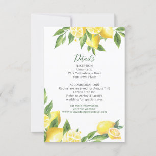 Lemon Watercolor Wedding Insert Reception Invitation