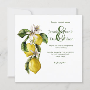 Lemon Watercolor Wedding Invitation